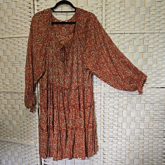 Romantic Gypsy Boho Dress with Tie Front - Picture 3 of 7